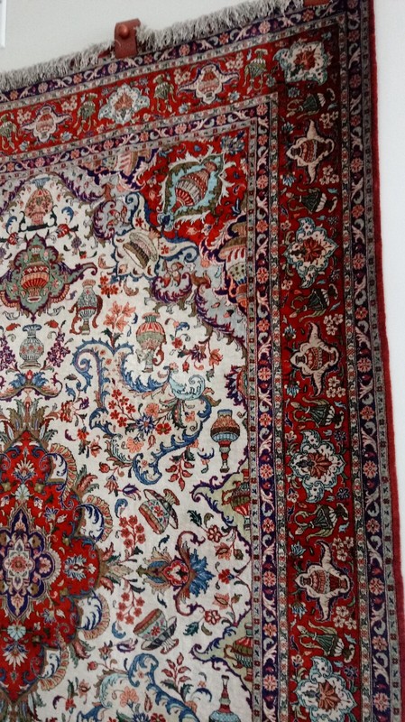 Vintage Handmade RARE Silk Wool Rug Displayed On Wall For Decades HTF Authentic gallery