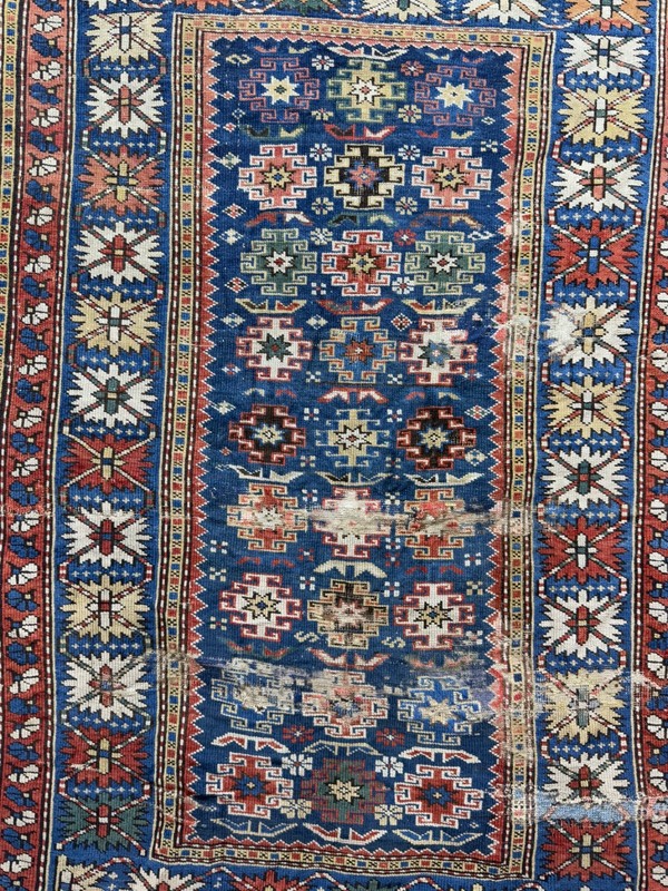 Antique Rare Authentic Collectibe Hand Knotted Azerbaijan Chi Chi Distressed Rug gallery