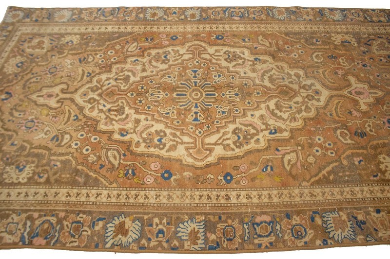 Hand-Knotted Antique Oriental Rug Muted Rust Floral Style Vintage Carpet 6X10 ft gallery