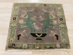 Purple rug, Vintage Turkish Rug, Square rug, Wool rug, Doormat rug, 1.4 x 1.5 ft