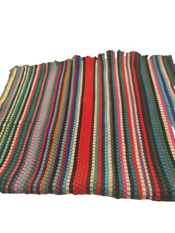Vintage Rug Handmade braided Woven Folk Art Doorway Country Multicolor 39 x 25 gallery