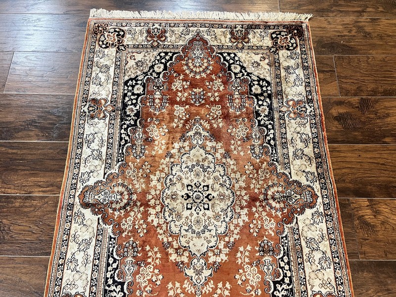 Turkish Silk Rug 3x5 Very Fine 400 KPSI Floral Medallion Handmade Silk on Silk gallery