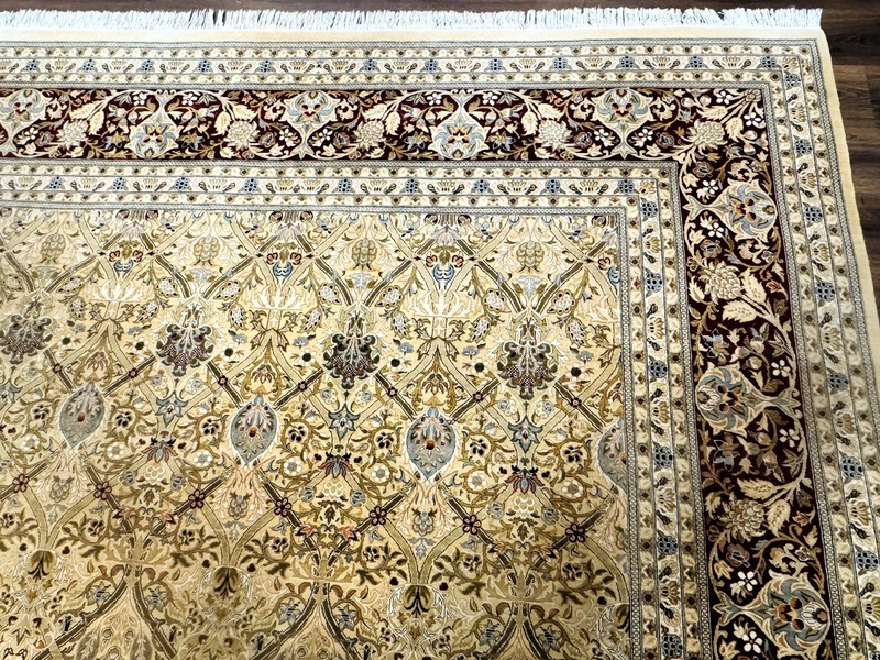 Fine Pak Per'sian Rug 9x12, Gold and Wine Red, Panel Design, 330 KPSI gallery