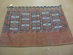2.5′ X 4′ Antique Handmade Turkoman Tribal Wool Rug Cushion Case Yamud Stripped
