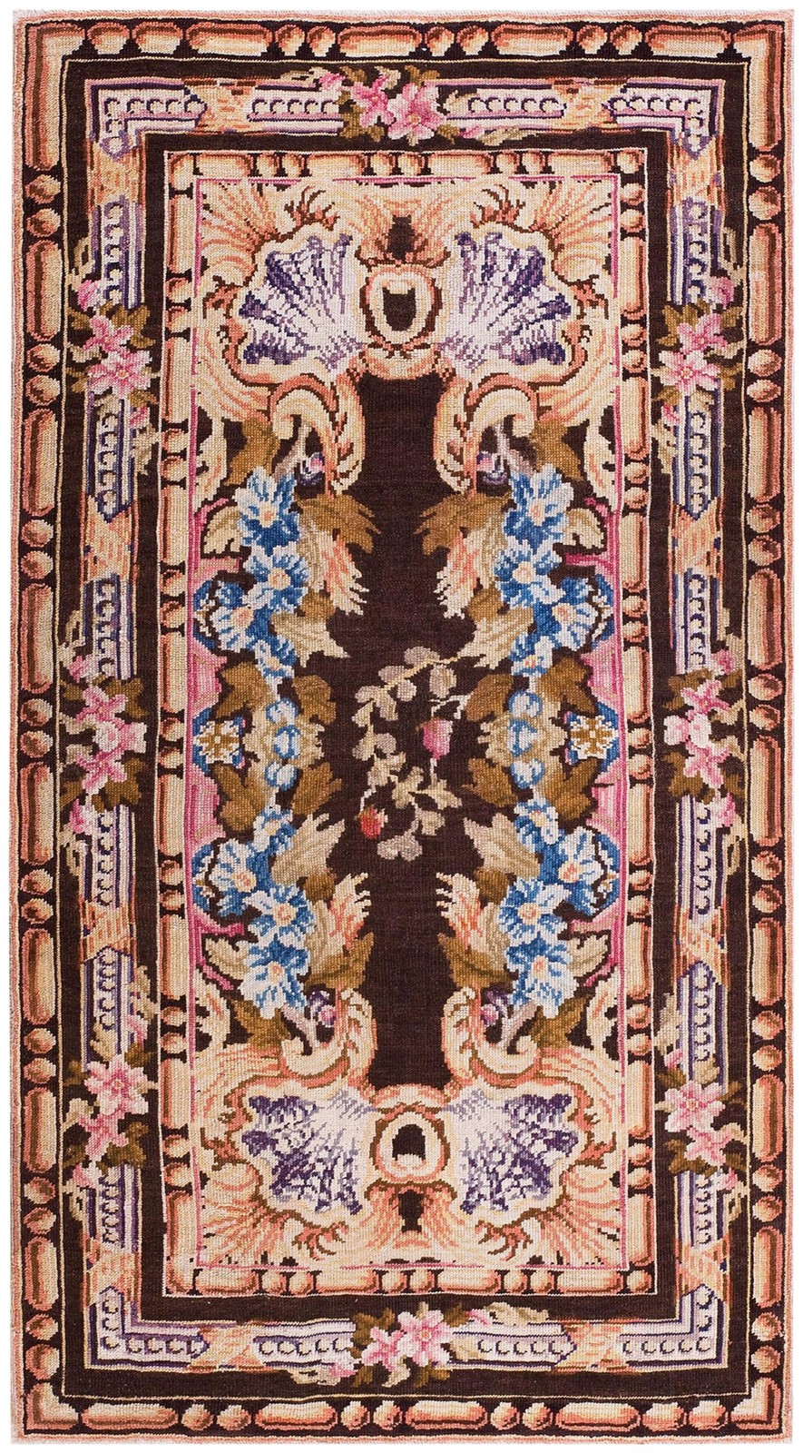 4x7 Antique Axminster Black Wool Area Rug 1750 gallery