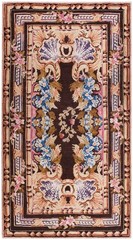 4×7 Antique Axminster Black Wool Area Rug 1750