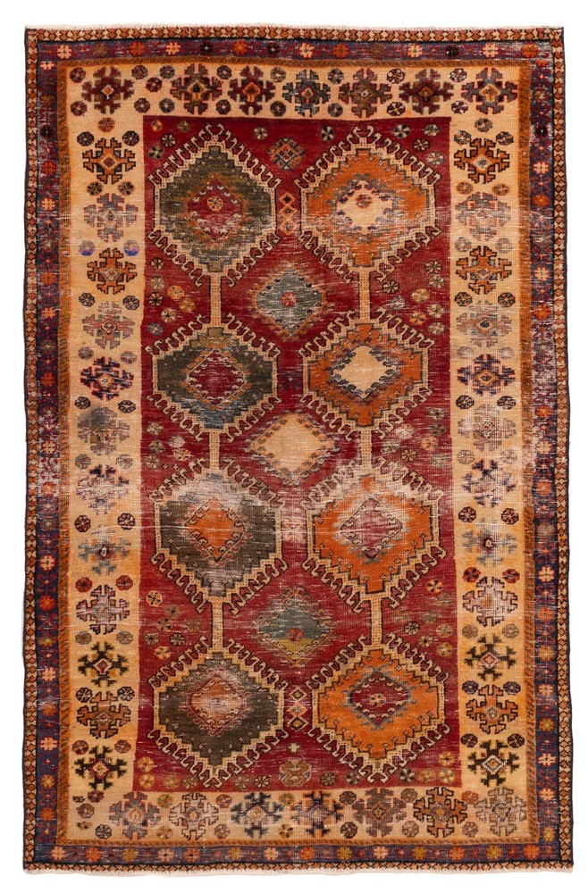 Vintage Hand-Knotted Area Rug 4'9" x 7'5" Traditional Oriental Wool Carpet