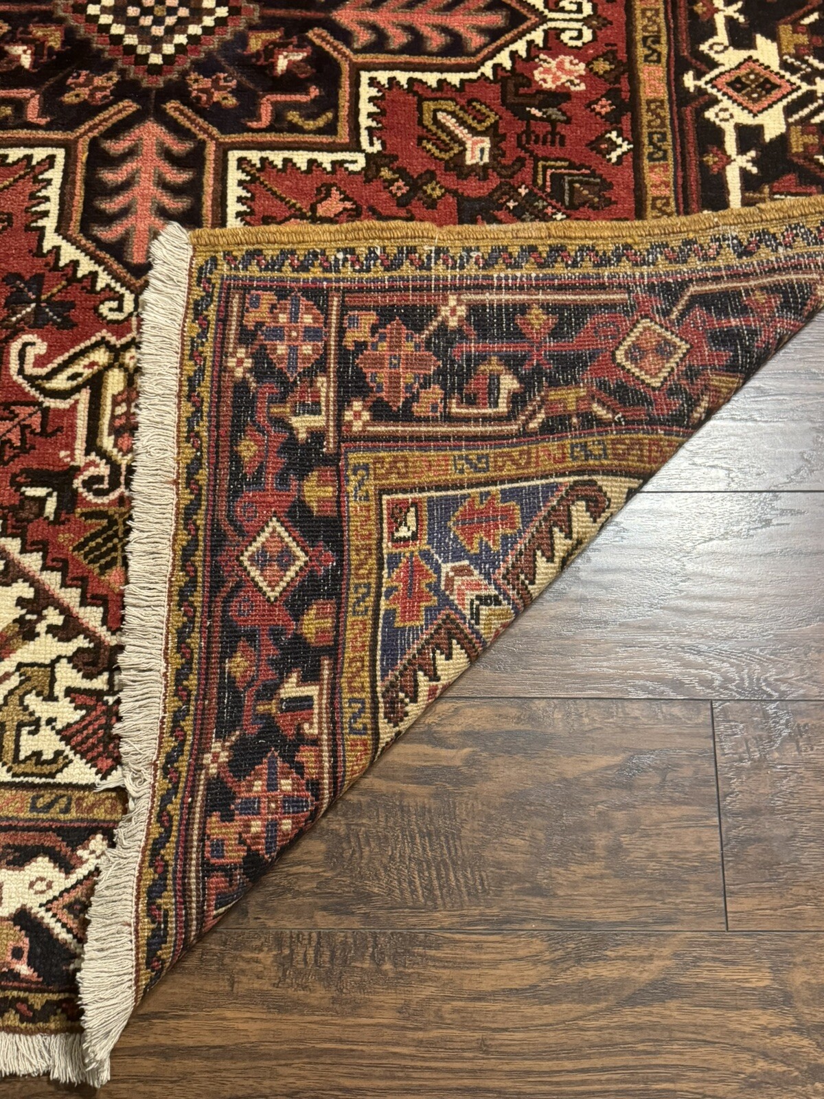 Hand knotted Heriz Tribal Orange Rug Carpet 5'2" x 6'4" gallery