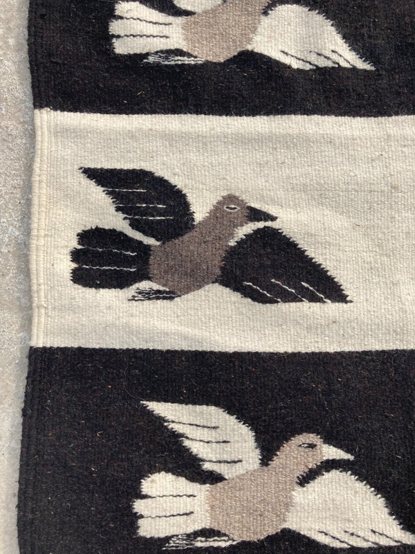 Vintage Handmade Mexican Zapotec Wool Kilim Rug 161x77 cm gallery