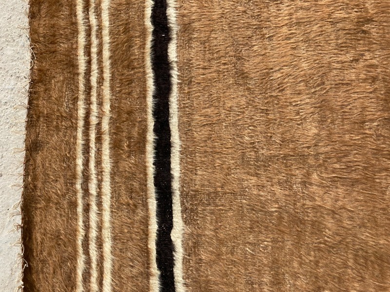 Vintage Handmade Turkish Anatolian Siirt Wool Kilim Shaggy Rug 185x127 cm gallery