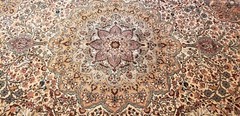 Exquisite 1930-1939s Antique Wool Pile Natural Dye Legendary Bunyan Rug 7x10ft