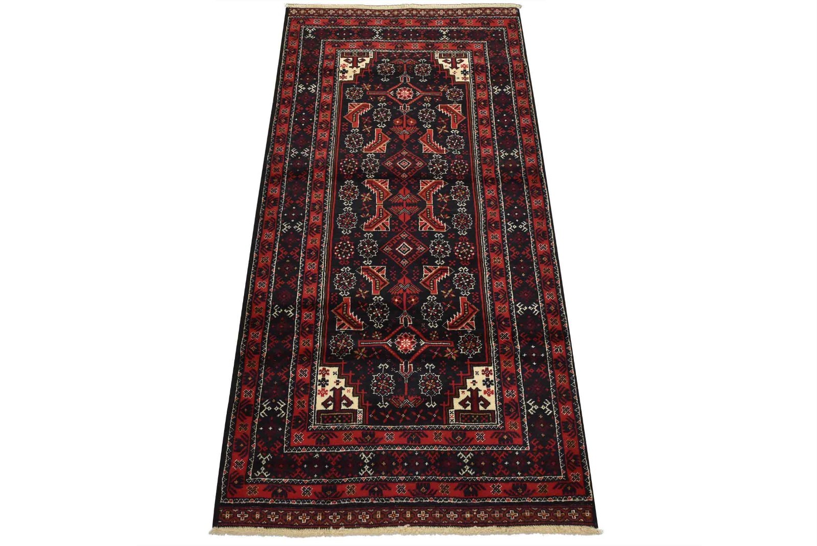 Baloch Rug 2’10” x 5’7” Blue Wool Vintage Tribal Hand-Knotted Oriental Carpet gallery