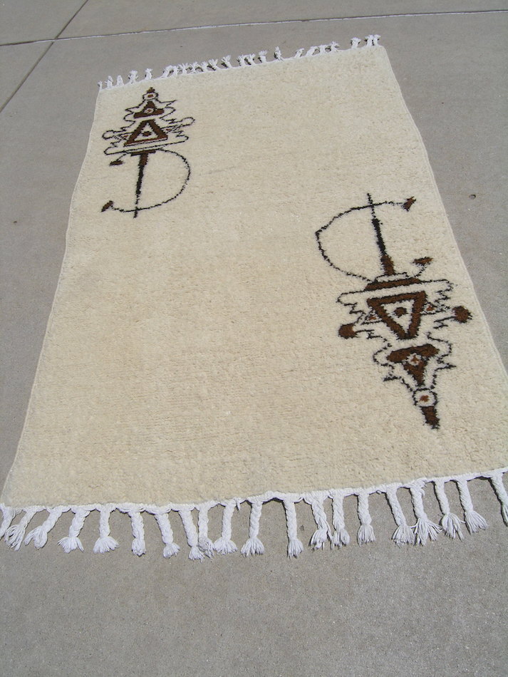 Vintage Retro Moroccan Berber Beni Ourain Hand Woven Oriental Shag Rug 46x77"