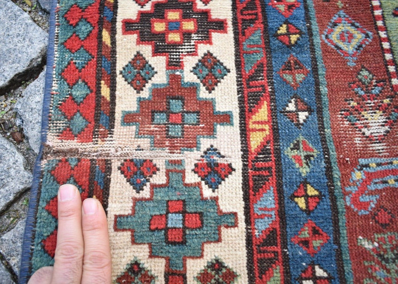 Fabulous Antique Kazak Rug 45'' x 95'' Caucasian Collector Item Genje Kazak Rug gallery