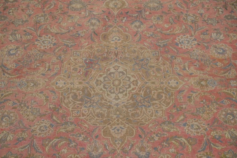 Pink Floral Traditional Semi-antique Living Room Rug 10x13 Handmade Wool Carpet gallery