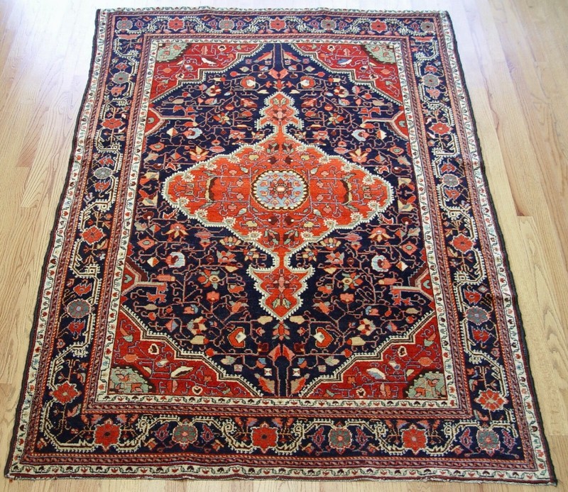 4'10"x7' ANTIQUE FLORAL SAROUKK HAND KNOTTED WOOL ORIENTAL RUG CLEANED gallery