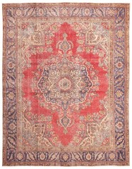 Vintage Hand-Knotted Area Rug 9’3″ x 11’11” Traditional Wool Carpet