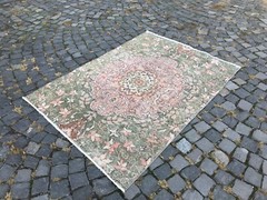 Turkish Vintage Rug, Home Decor Rug, Boho Decor Rug, Oushak Kilim Rug, 4,0 x 5,4