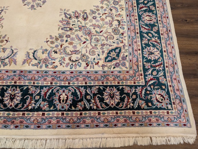 Indo Per'sian Kirman Rug 9x12, Open Field, Hand Knotted Wool Carpet gallery