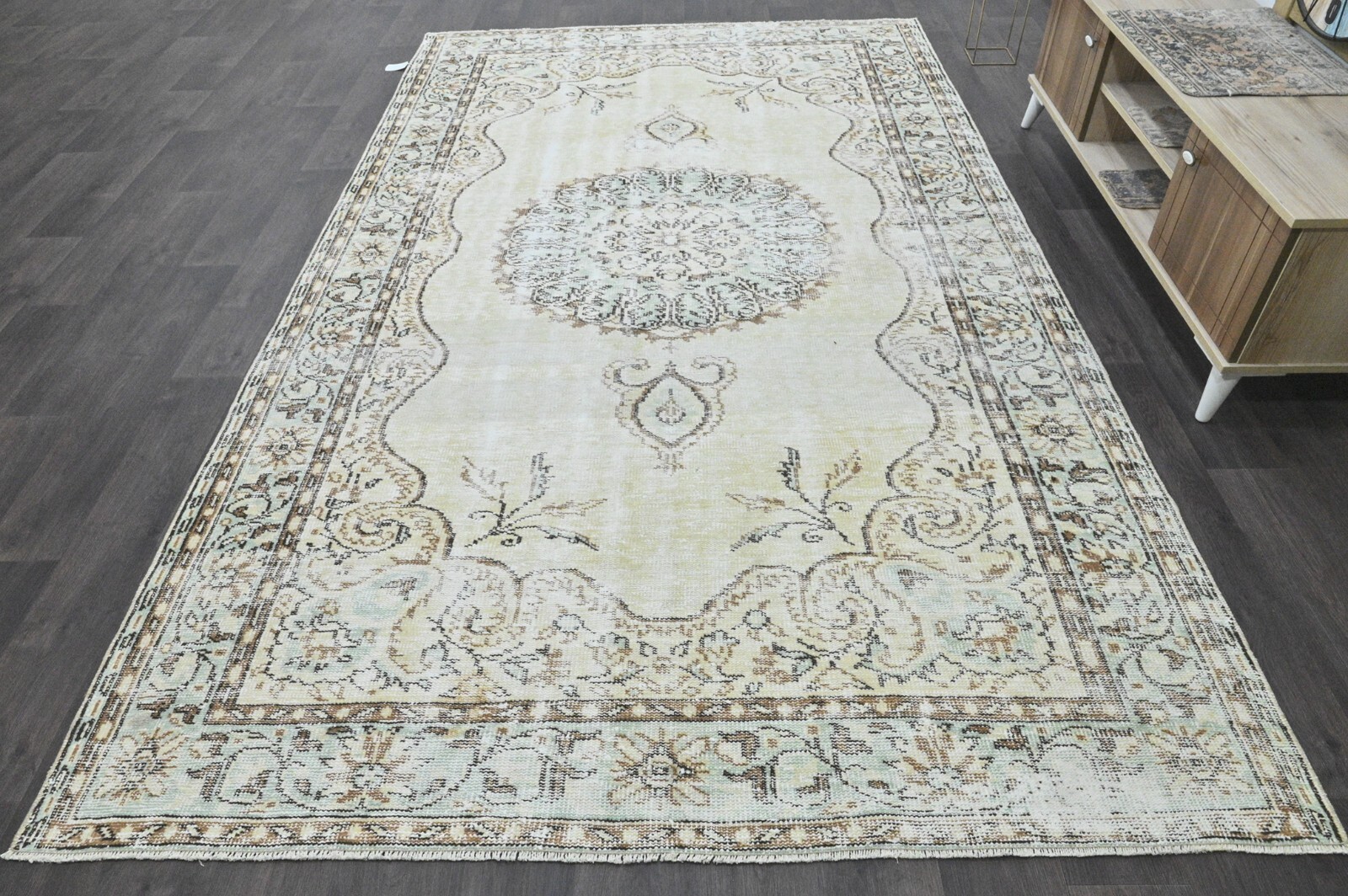 Oushak 6x10,Turkish Rug,vintage,anatolian,BEIGE,kilim,Bohemian,handmade,wool gallery