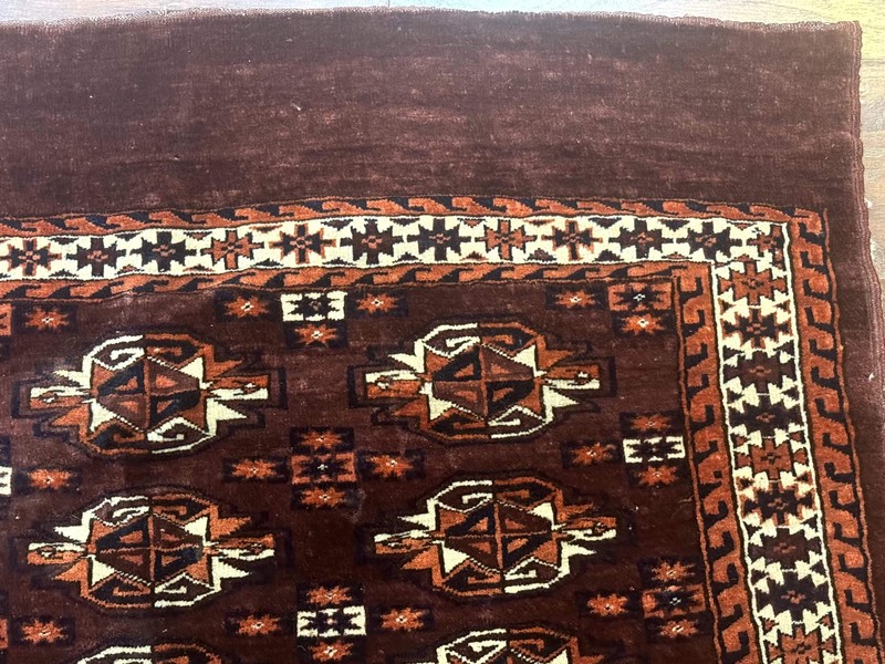 Turkoman Yamud Cushion Cover Rug 3x4 Burgundy Hand Knotted Wool Antique gallery