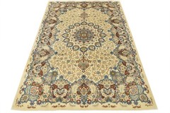 Vintage Oriental Rug 10’2” x 14’1” Ivory Wool Traditional Hand-Knotted Carpet