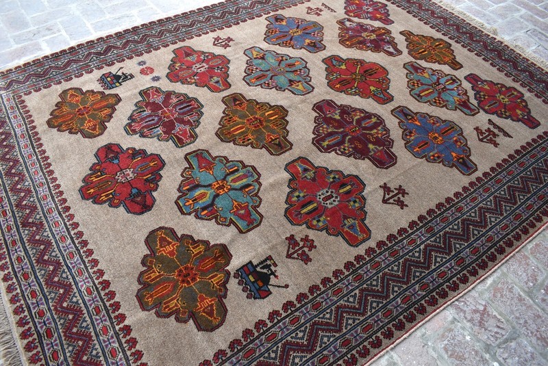 Afghan Vintage Rug 7x9 ft Antique Oriental Turkish Hand Knotted Wool Tribal Rug gallery