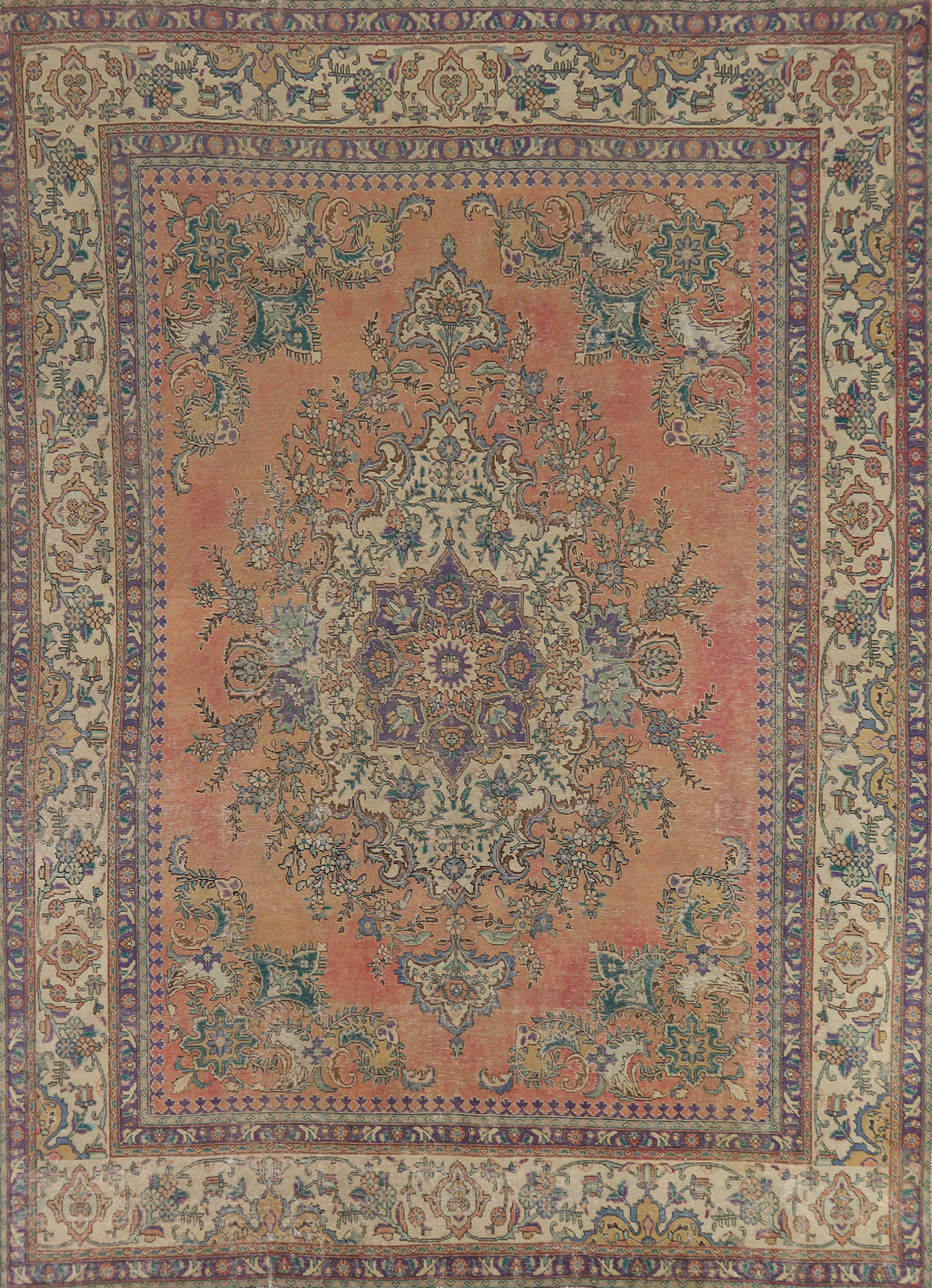 Vintage Vegetable Dye Tebriz Traditional Rug 9x12 Handmade Dining Room Carpet gallery