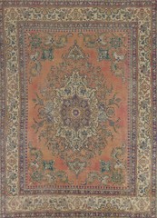 Vintage Vegetable Dye Tebriz Traditional Rug 9×12 Handmade Dining Room Carpet