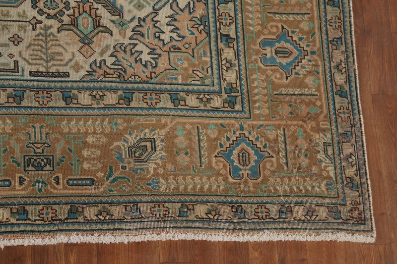 Vintage Geometric Tebriz Area Rug 10x13 Traditional Handmade Living Room Carpet gallery