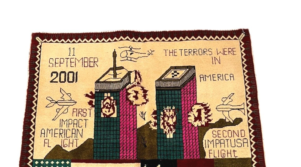 9/11/2001 Handmade Afghan war rug Great Quality Beauiful design Size 1 Meter gallery