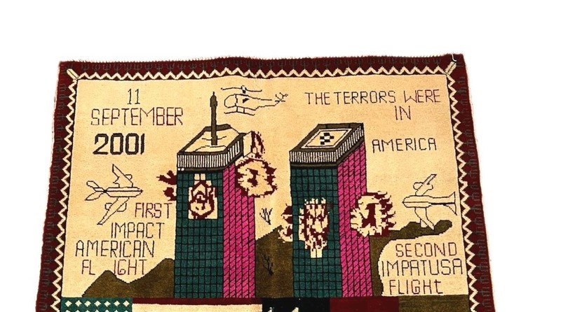 9/11/2001 Handmade Afghan war rug Great Quality Beauiful design Size 1 Meter gallery
