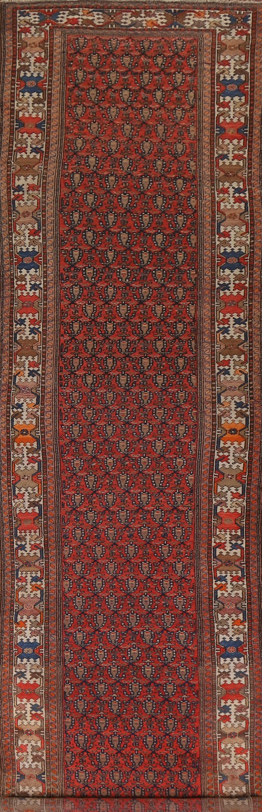 Pre-1900 Vegetable Dye Traditional Hand-made Long Runner Antique Rug 4x17 Carpet gallery