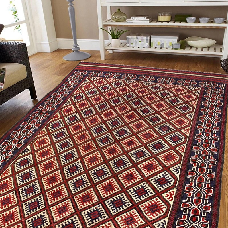 Oriental Flat Weave Handmade Geometric Vintage Kilim Antique Rugs 4'4x7'9ft 7666 gallery