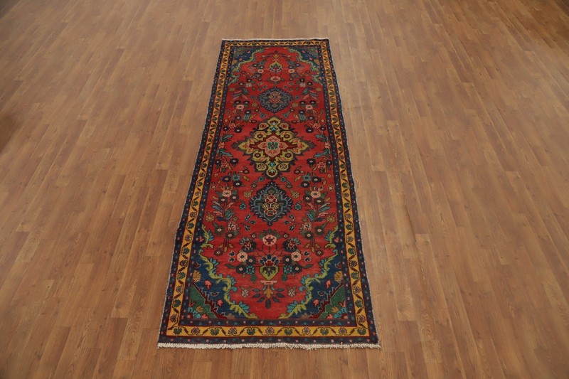 Handmade Floral Traditional 9 ft Runner Rug Vintage Red Wool Hallway Carpet 3x9 gallery