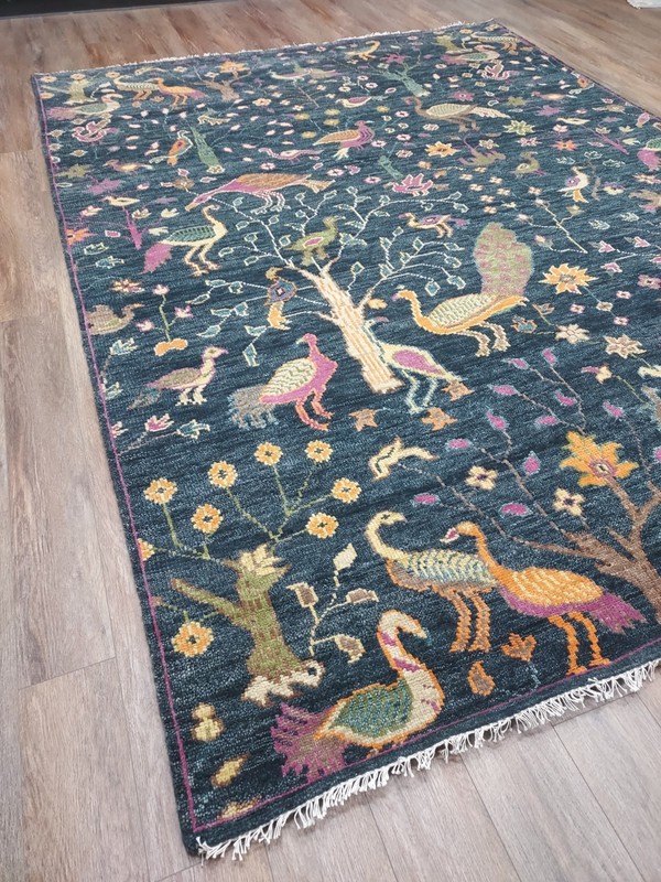 Turkish Bohemian Rug,(Tree Of Life)Nature Birds,Contemporary Area Rug, 9x12 Ft gallery