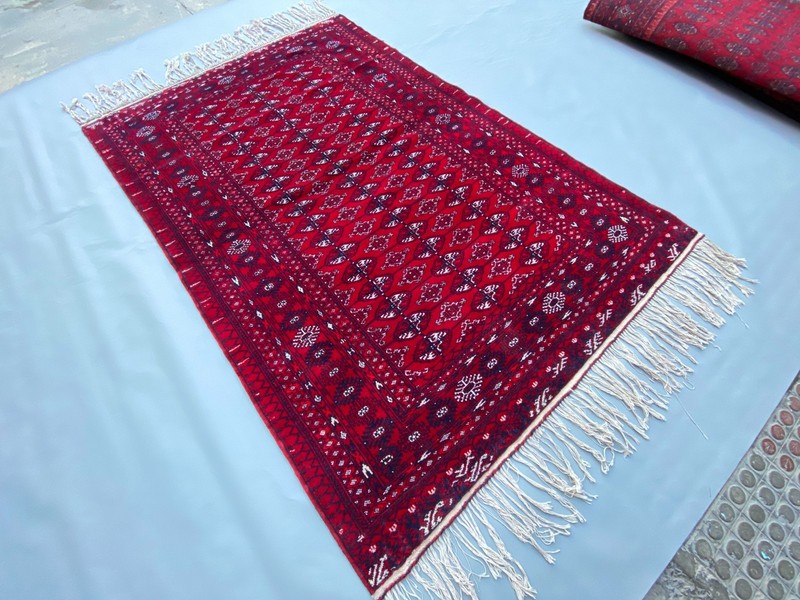 Afghan Bokhara Rug 4'2 x 6'4 ft Wool Hand Knotted Tribal Persian Style Carpet gallery