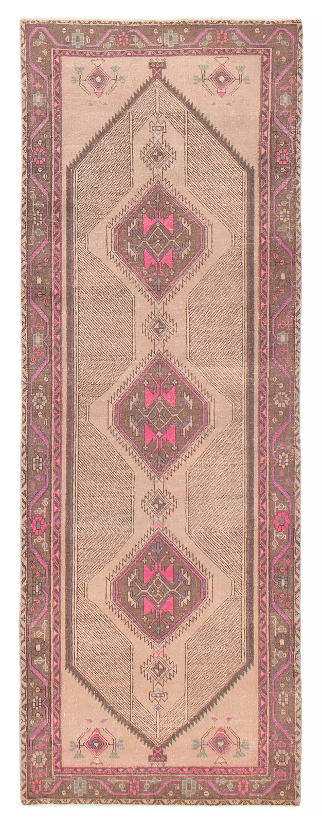3'8" x 10'3" Vintage Hand-knotted Runner Rug Traditional Oriental Wool Carpet gallery