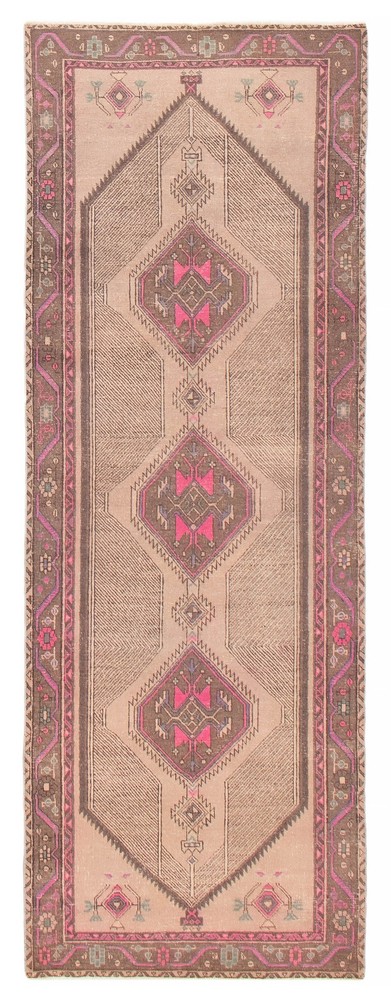 3'8" x 10'3" Vintage Hand-knotted Runner Rug Traditional Oriental Wool Carpet