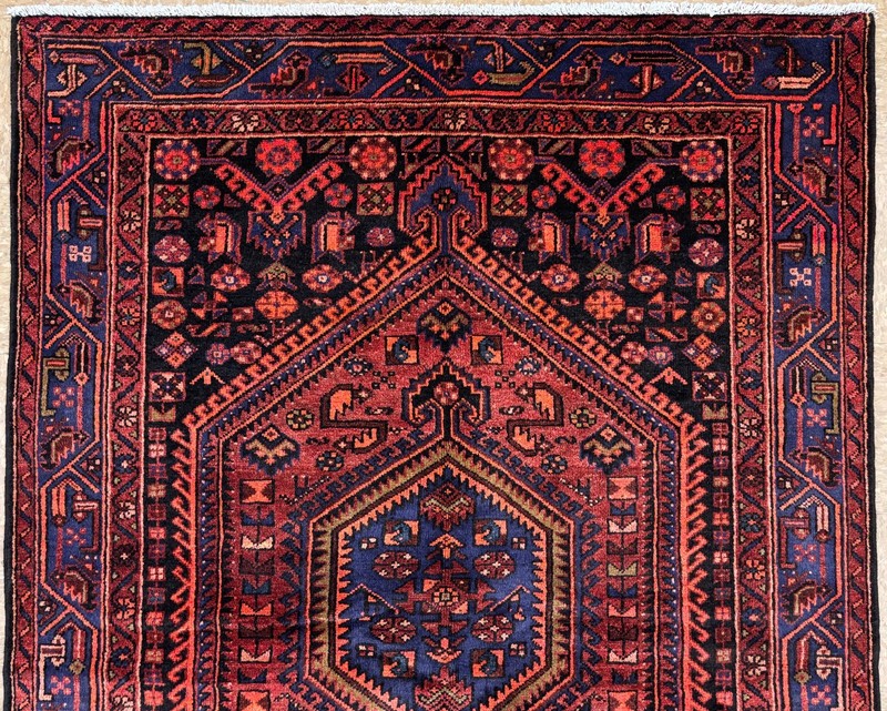 Vintage Zanjan Tribal Wool Area Rug 5x7 Hand Knotted Red Geometric Oriental Boho gallery