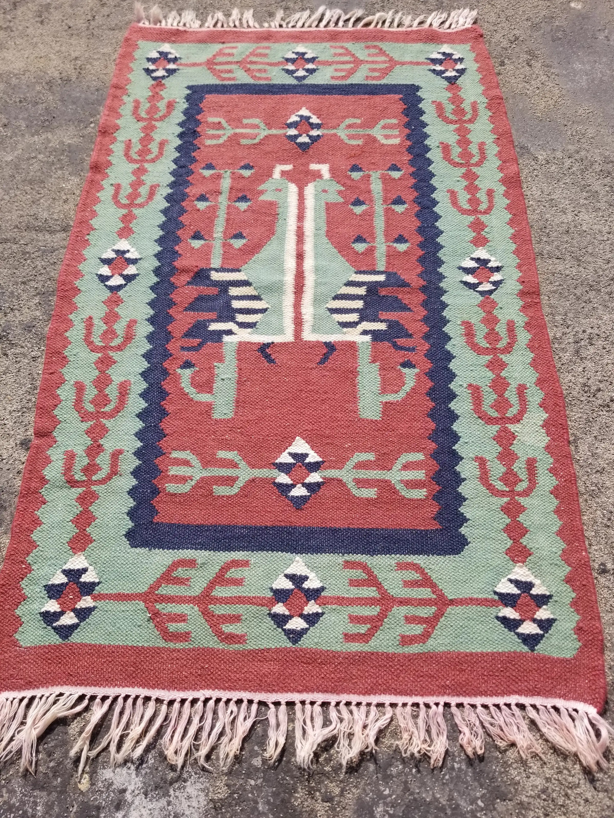Vintage Traditional Handmade Turkish Wool Multicolor Kilim 3.3x1.9 ft gallery
