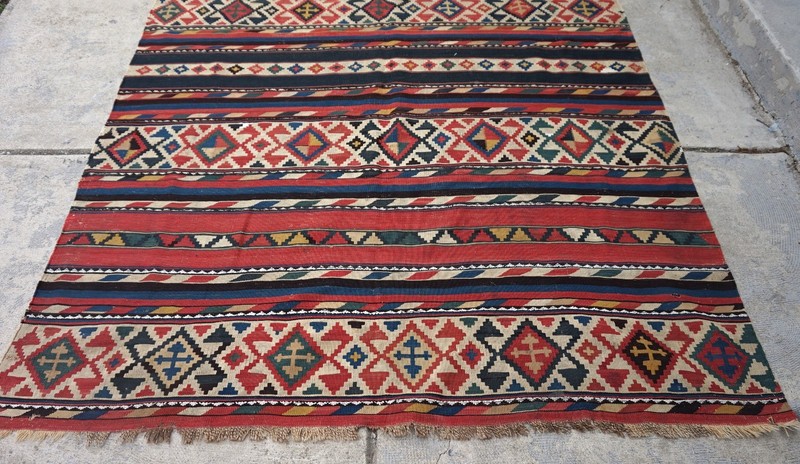 Antique Caucasian Shirvan Kilim Rug 5'6"x9'8" gallery