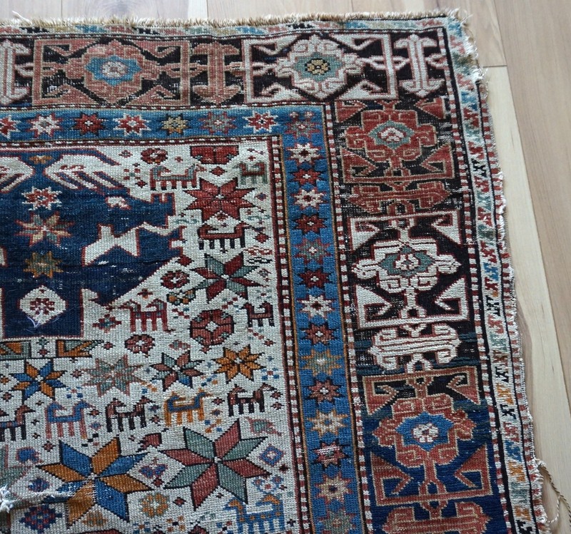 Antique Caucasian Shirvan Rug 4'x5'5" gallery