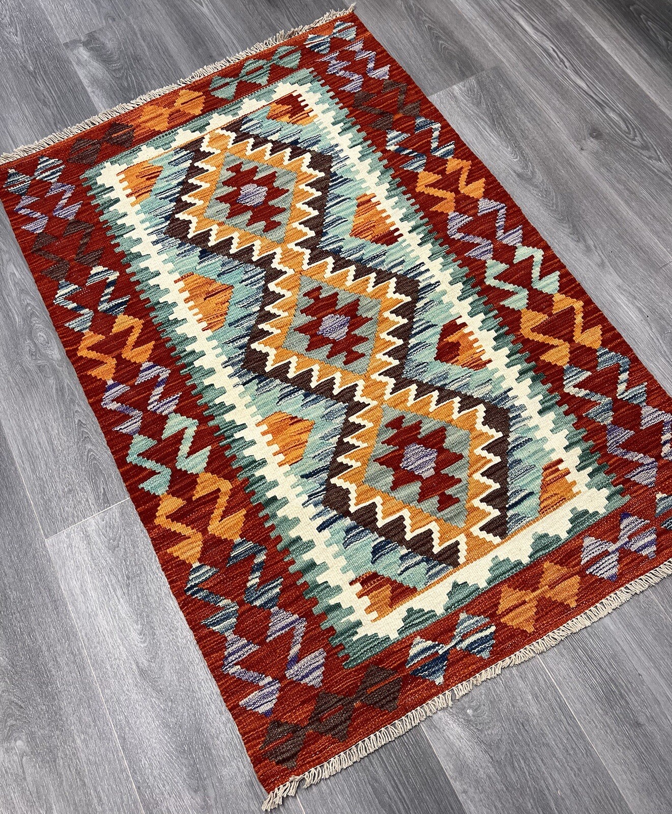 Vintage Kilim Traditional Hand Made Oriental Wool Kilim 4ftx3ft 130cmx87cm gallery