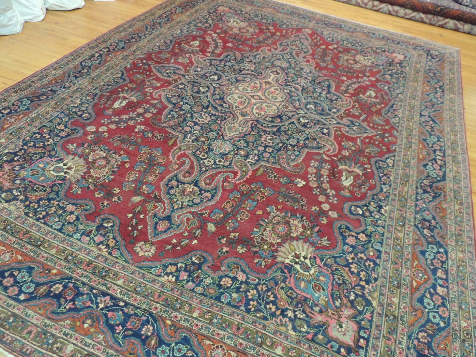 10x13 10x14 Antique Lavar Kermaan Oriental Area Rug wool Red Blue Pink Green gallery