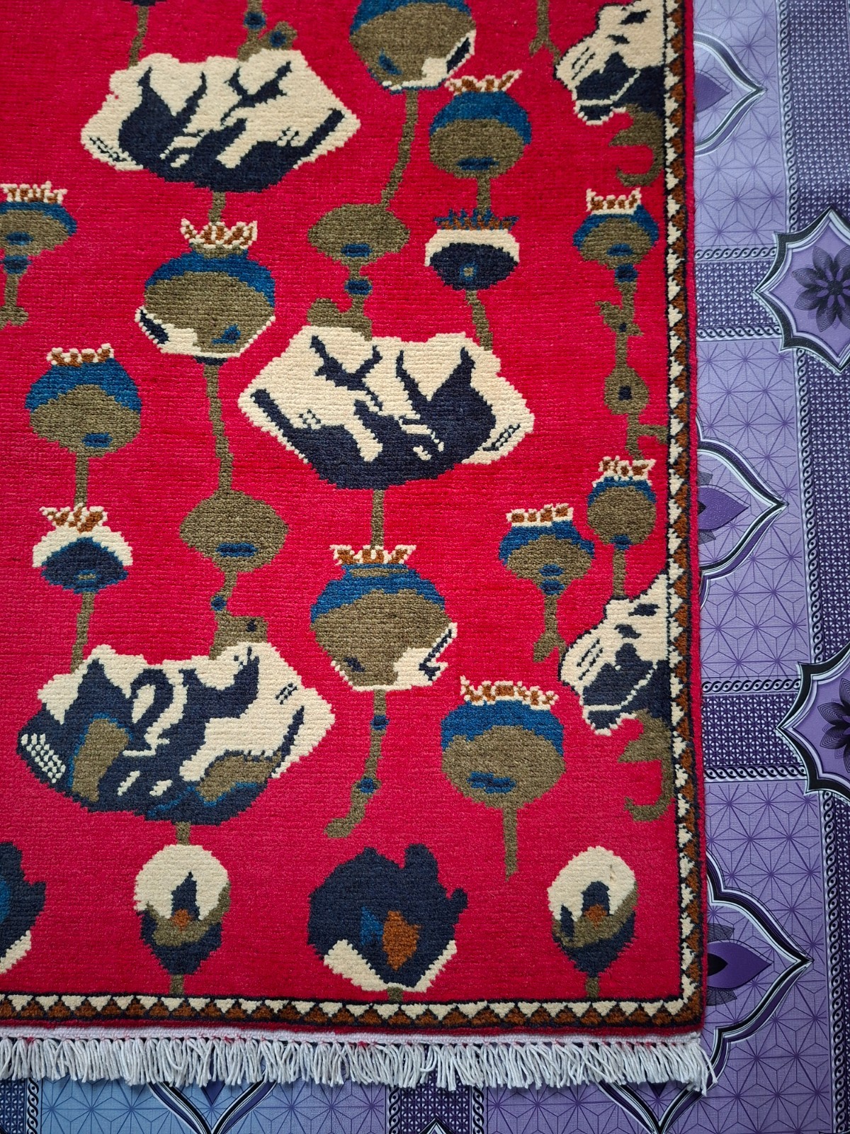 M136 Vintage Afghan War Rug 9/11 Handmade Wool Pictorial Tribal Rug 84 ×61 Cm gallery