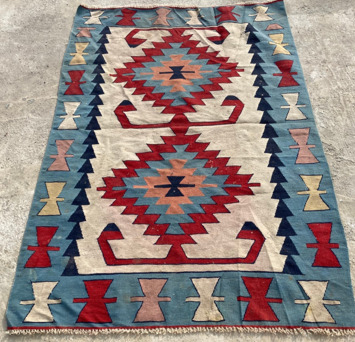 Vintage Traditional Handmade Beautiful Turkish Kilim Floor Rug Carpet 170x113 cm gallery