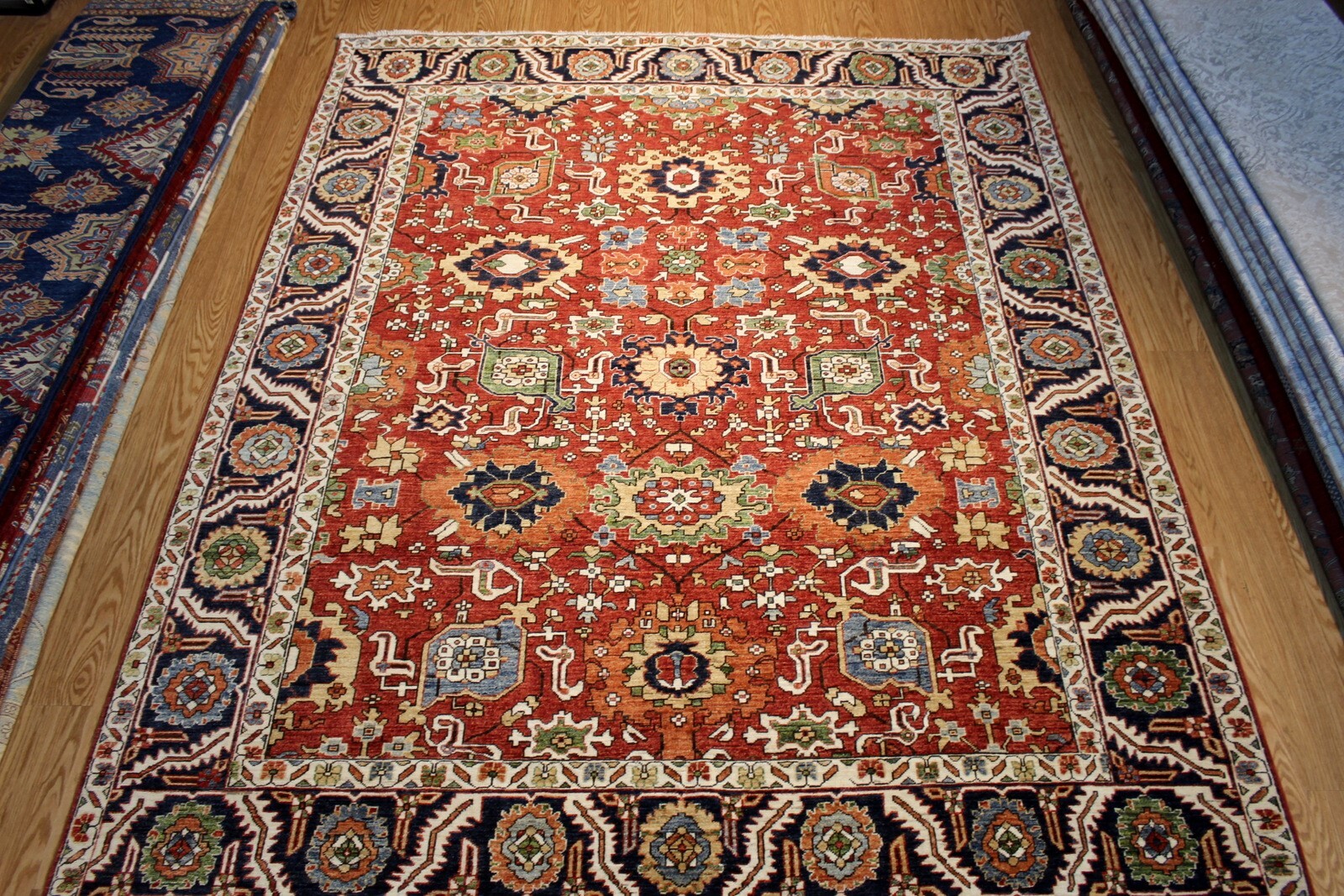 Top Quality 8X10 Handmade Oriental rug, MAHAL Design RUST blue vegetable dye gallery