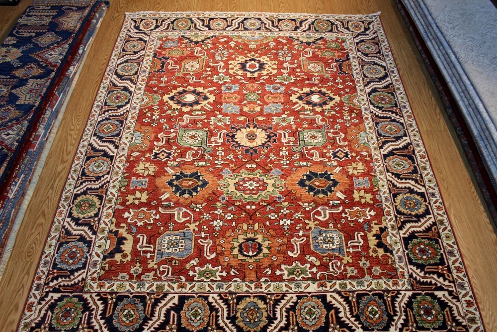 Top Quality 8X10 Handmade Oriental rug, MAHAL Design RUST blue vegetable dye