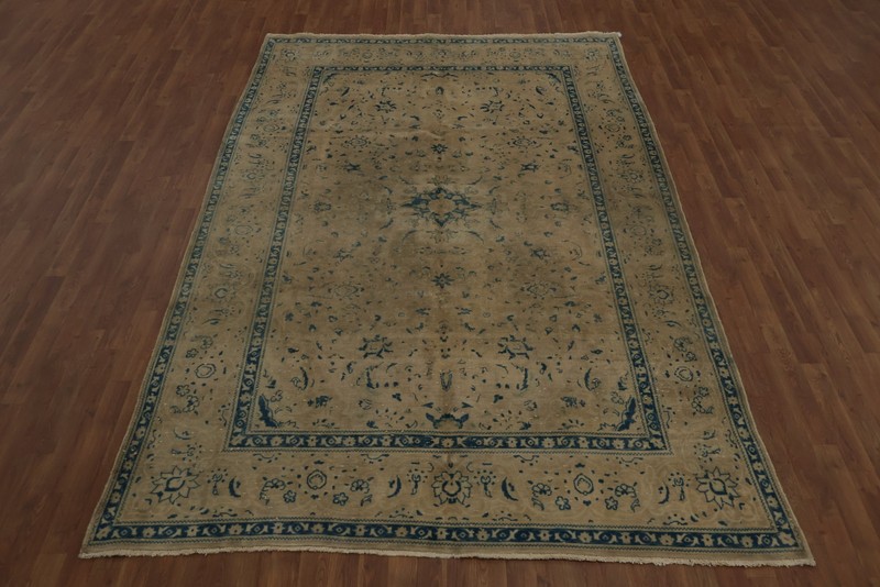 Classic Living Room Area Rug 7x11 in Subtle Blues and Warm Earthy Tones Carpet gallery